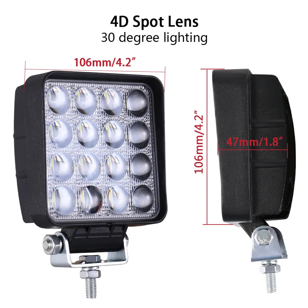 4D Spot 47mm HELLO EOVO 4 шт. 4 дюйма 48 Вт светодиодный рабочий светильник для индикаторов вождения мотоцикла внедорожная лодка автомобиль тягач 4x4 внедорожник ATV 12 В 24 В - Цвет: 4D Spot 47mm
