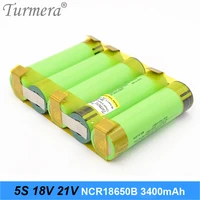 turmera new 18650 battery 3400mah ncr18650b 18v 21v battery pack for screwdriver battery weld soldering strip customize battery
