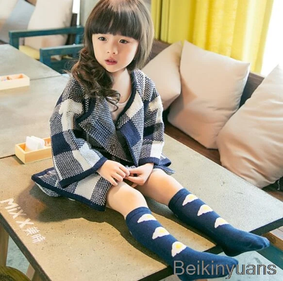 Blue poached egg 1 pair male baby girl socks warm cartoon fox cotton cute knee socks unisex fashion cartoon baby warm boots socks cartoon - Цвет: Blue poached egg