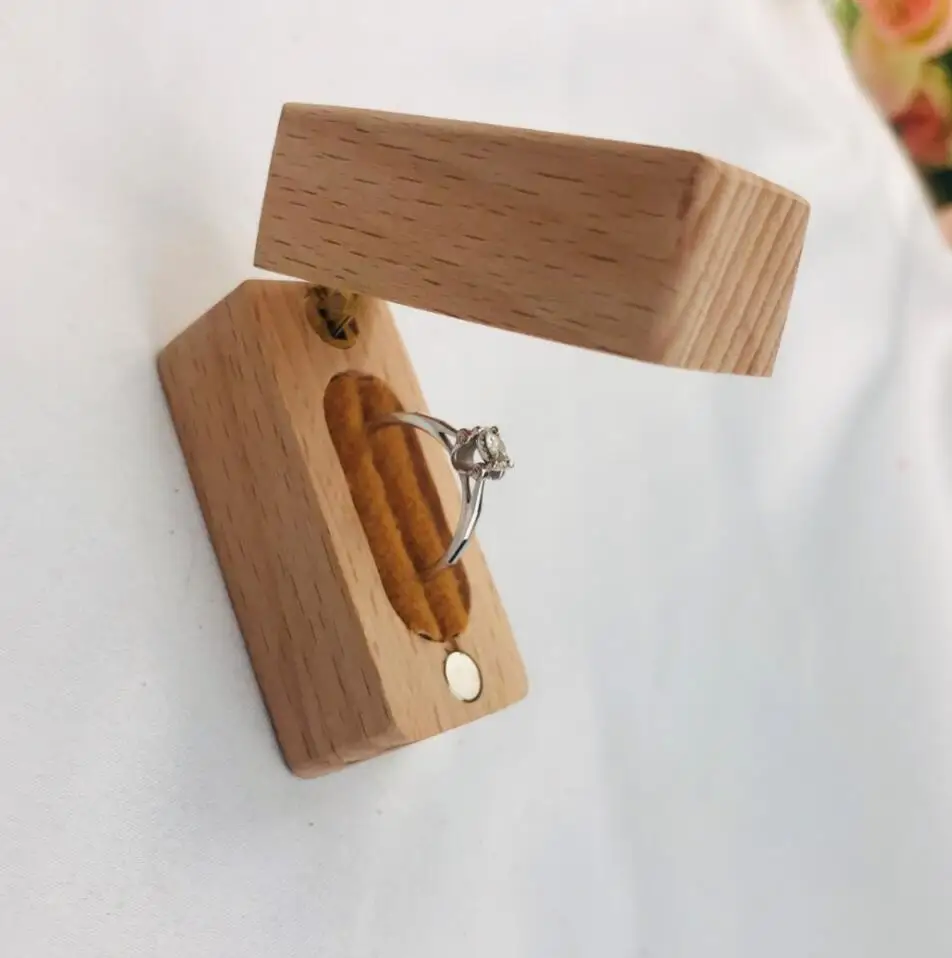 1 Маскируемое тонкое кольцо коробка EngagementRing коробка держатель деревянная коробка несущего кольца - Цвет: 1