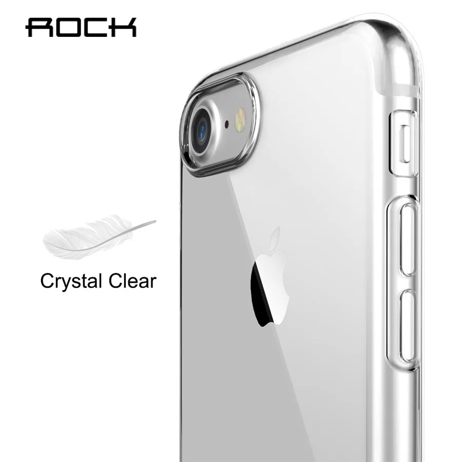 Чехол для iPhone 7 8 мягкий силиконовый чехол ROCK из ТПУ plus Прозрачная черная и Золотая