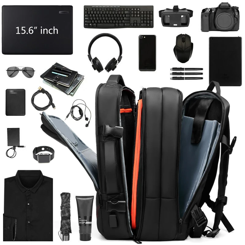 EURCOOL путешествия рюкзак большой Ёмкость мужской Mochila Расширяемый Рюкзак с зарядка через usb ноутбук рюкзак Водонепроницаемый n1962