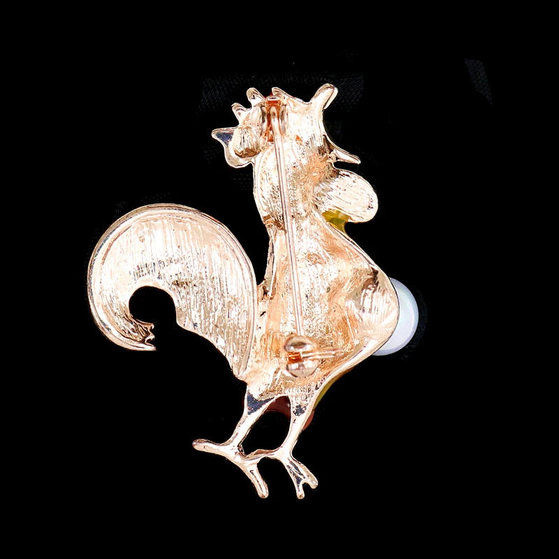 OneckOha Стразы эмалированная Поющая брошь петух булавка Имитация жемчужное