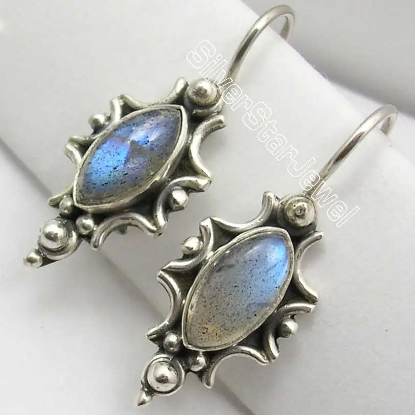 Серебряные дизайнерские IOLITE Красивые Висячие серьги 2,6 см религиозные украшения вариации
