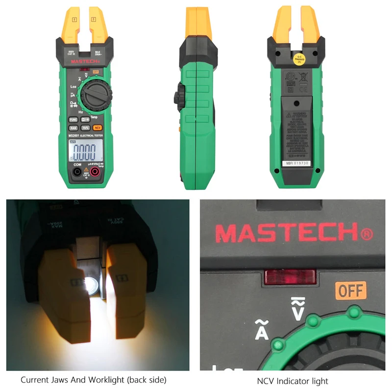Mastech MS2601 цифровой AC/DC вилка метр 200A 12 мм Напряжение Ток Сопротивление диоды