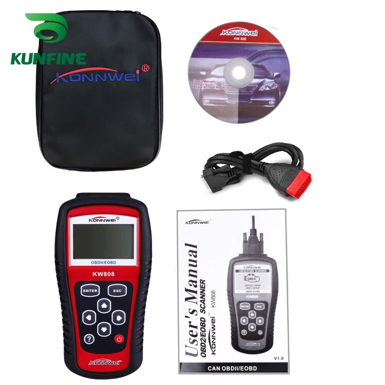 Автомобильный сканер KW808 OBDII считыватель кодов OBD2 многоязычный инструмент для