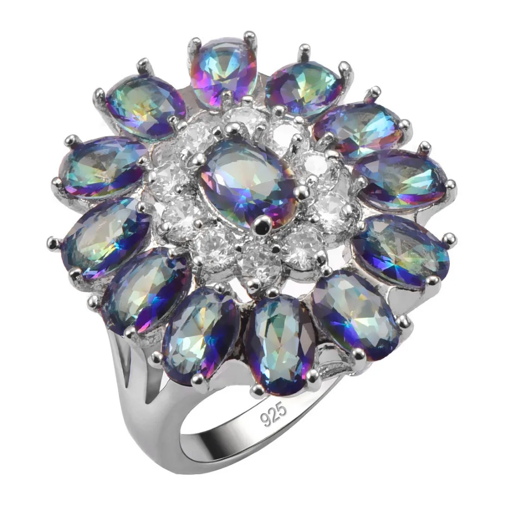 

Blue Rainbow Crystal Zircon925 Sterling Silver Size 6 7 8 9 10 11 12 F1547
