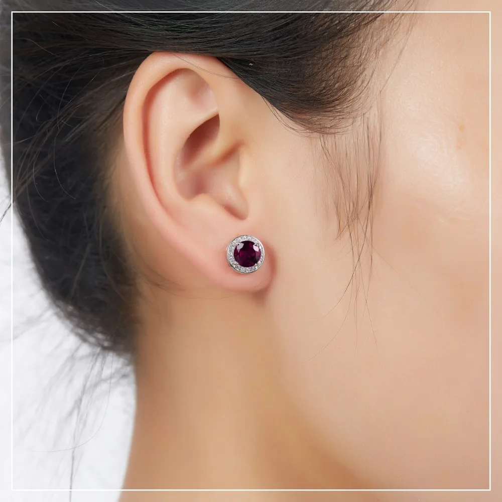Hutang круглые серьги 2.16ct натуральный драгоценный камень родолит гранат Твердые 925 пробы серебряные ювелирные изделия для женщин подарок