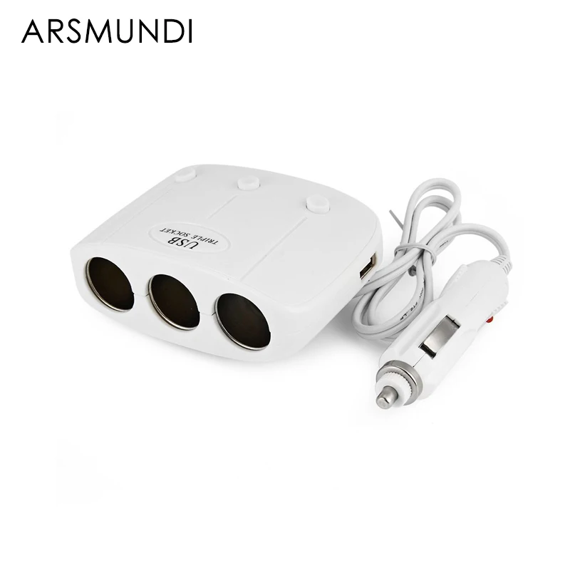 Автомобильный прикуриватель с двумя портами USB 3-ходовое зарядное устройство