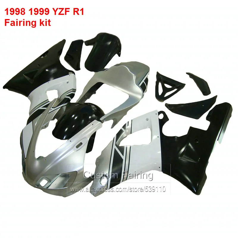 

hulls kit For YAMAHA YZF R1 98 * 99 ( Silver & black ) Fairings 1998 1999 Abs Fairing kit LJ44