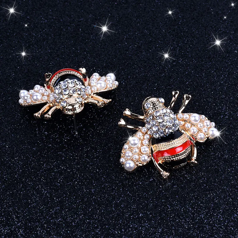 Новые модные женские серьги в виде животных, гвоздики пчелка, жемчужные серьги, вечерние, свадебные женские ювелирные изделия, золото, трендовые серьги из сплава