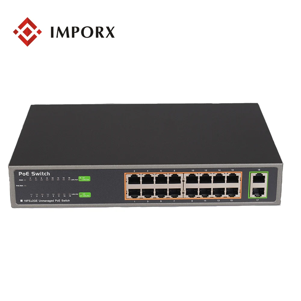 IMPORX 18 портов 16 POE Инжектор мощность по Ethernet коммутатор сетевая камера адаптер