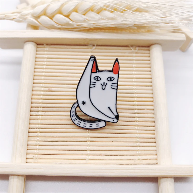 Мультяшное забавное животное кошка эмалированная булавка из сплава милая kawaii