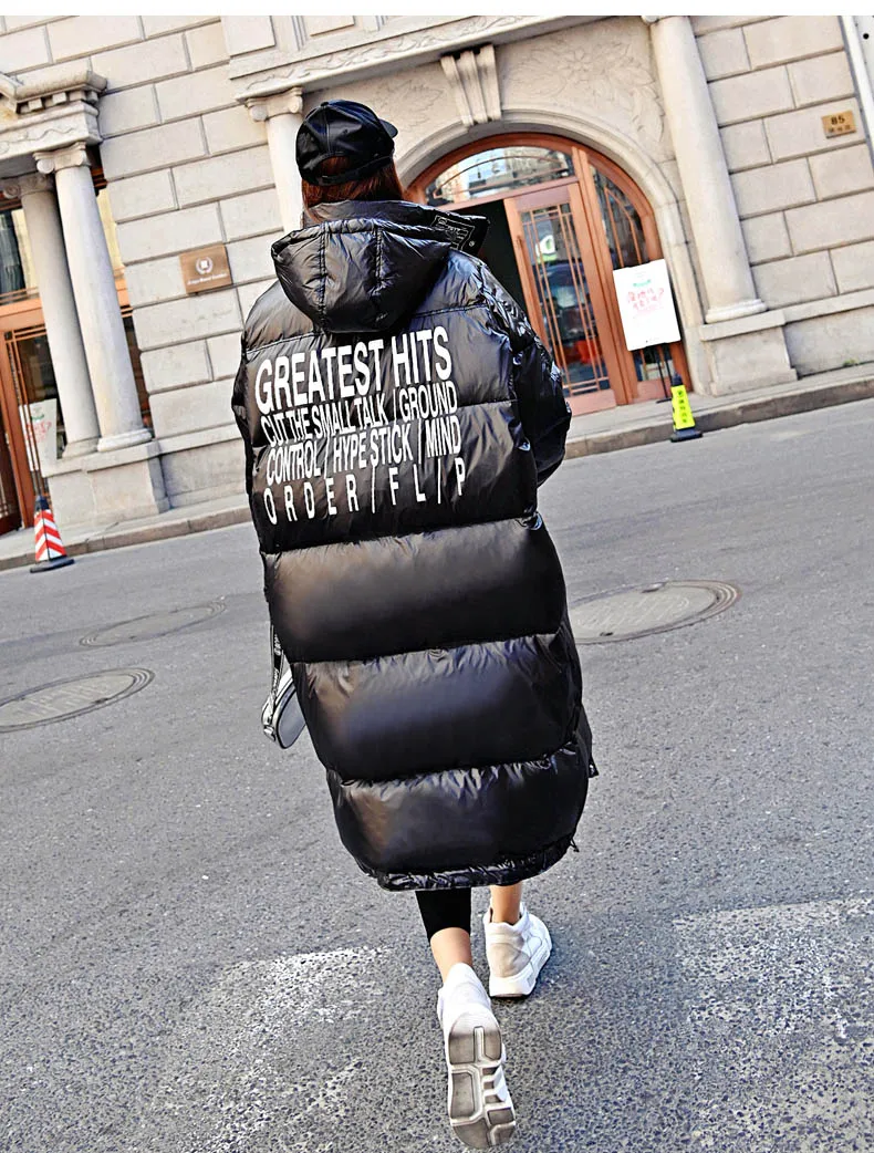 Waterproof Glossy Winter 90% White Duck Down Jacket Women Hooded Long Down Parka New Arrival Straight Womens Down Coats 168