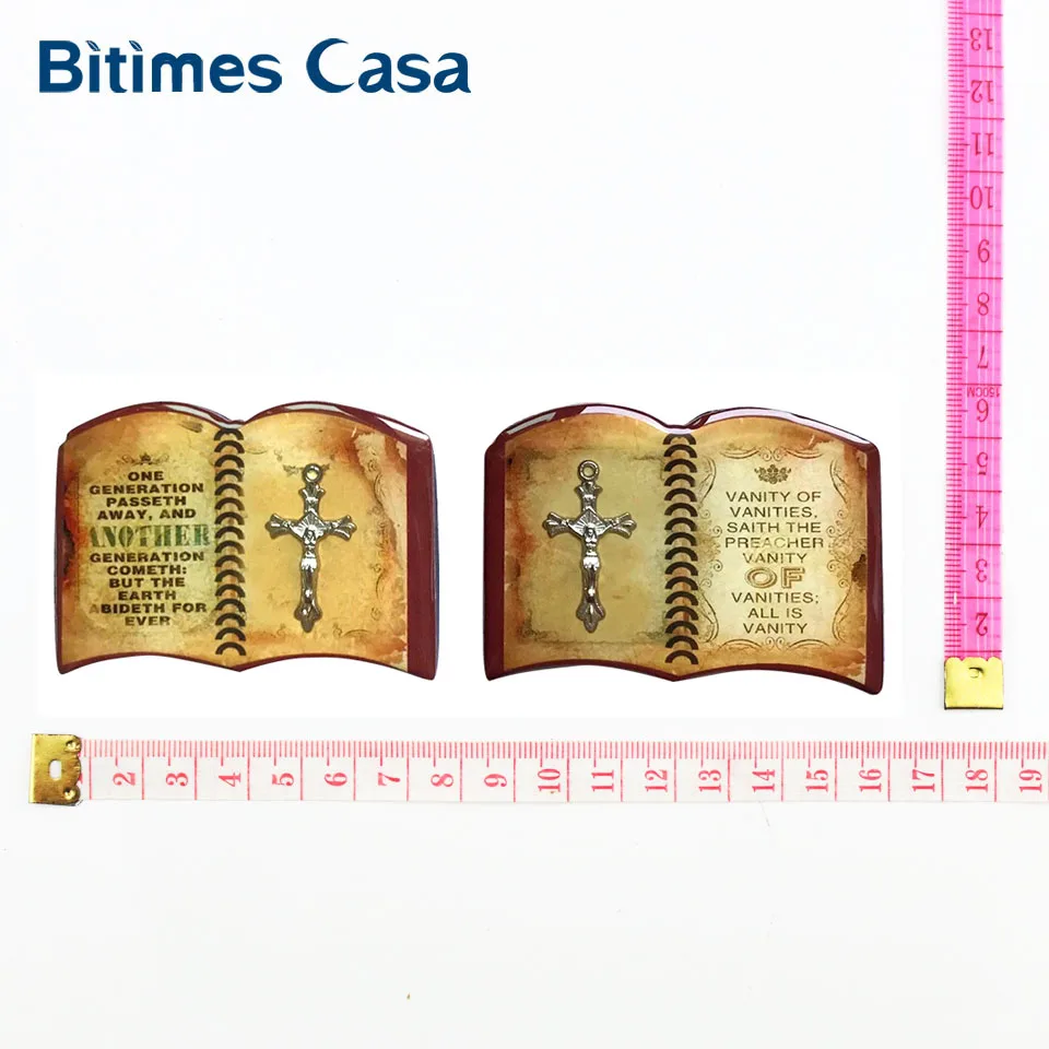 Bitimes 2 шт./лот магниты на холодильник Библии книга форме крест эпоксидной Магнитный холодильник Стикеры Imanes украшения дома
