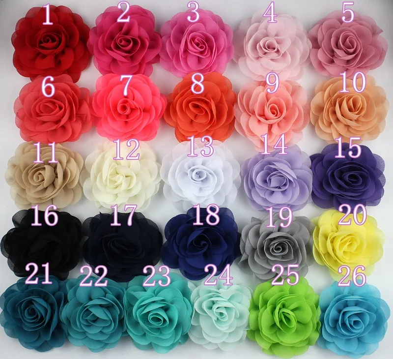 3 шт. шифоновые розетки 22 цвета|fabric flowers|chiffon rosesflower rosette |