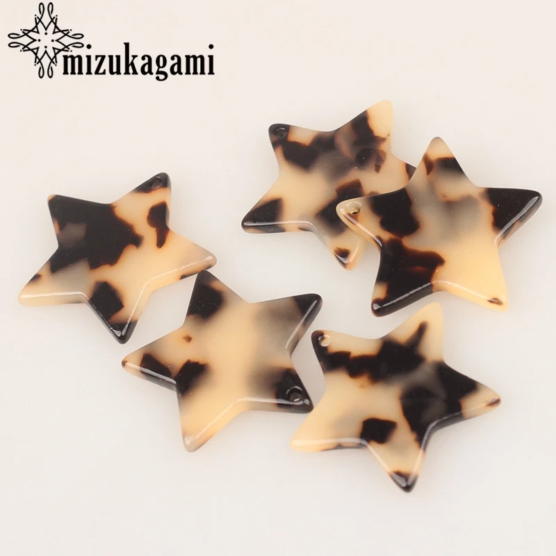 

30mm 8pcs/lot Acetic Acid Resin Charms Tortoiseshell Star Charms Pendant For DIY Jewelry Making Finding Earrings Accessories