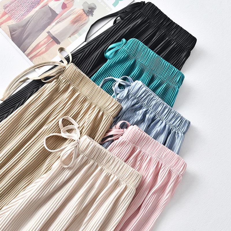 

2019 new wide leg pants Korean version of the wild nine pants loose wide leg pants female summer sense high waist pants G469