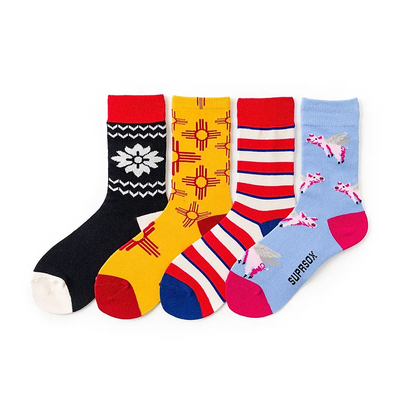 20 пар Ретро сплайсинга креативные sox fun Летающие Свиньи мужские индивидуальные