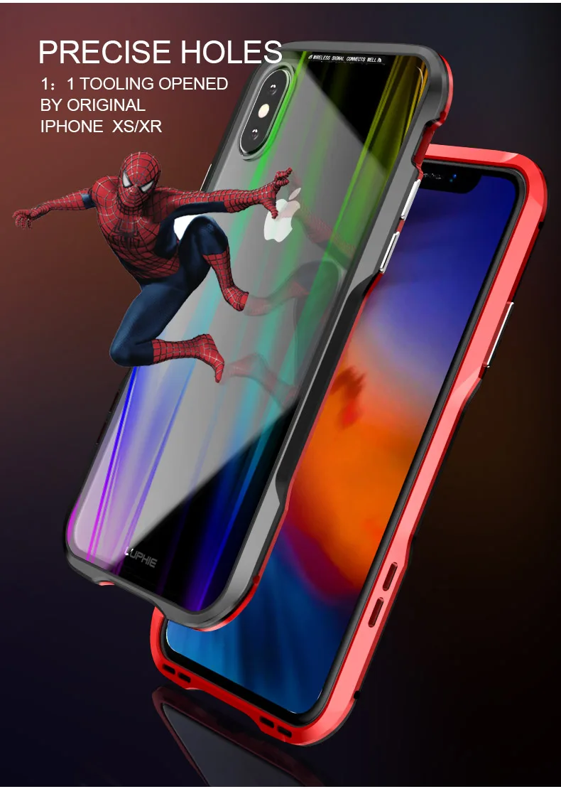 Magnetic Adsorption For iPhone XS Max Case Metal Hard Stained Glass Back Sheet Aluminum Frame Coque for iPhoneX XR Magnet |