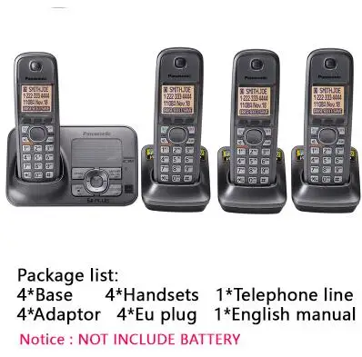 Four Handsets Grey Цифровой беспроводной телефон с внутренней голосовой почтой, ЖК-стационарный беспроводной телефон для офиса, дома, бизнеса, серебряный - Цвет: Four Handsets Grey