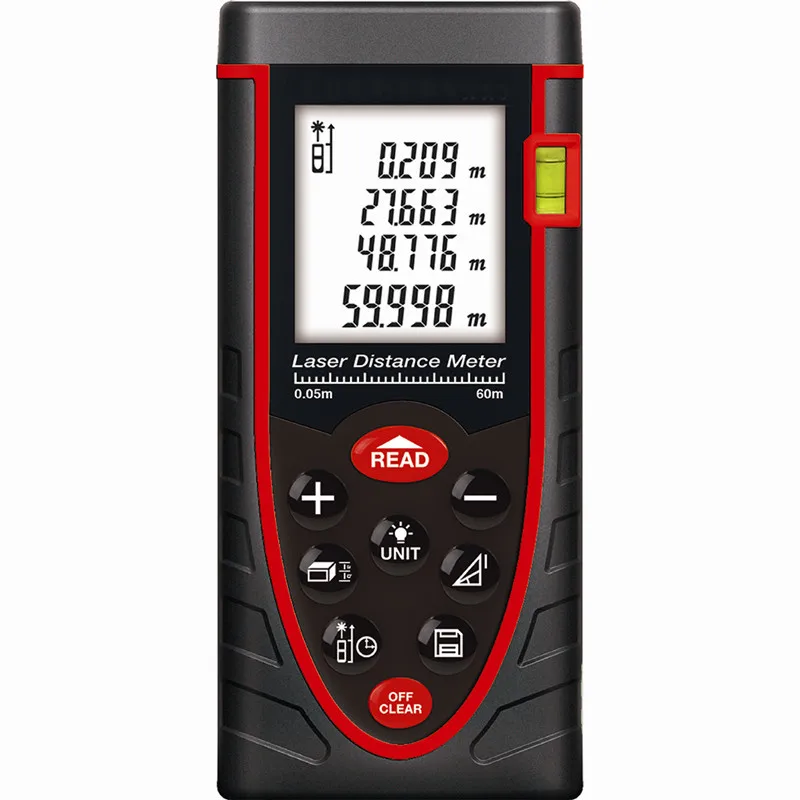 60 м (192ft) лазерный дальномер с пузырьковым уровнем дальномер|laser distance meter|distance
