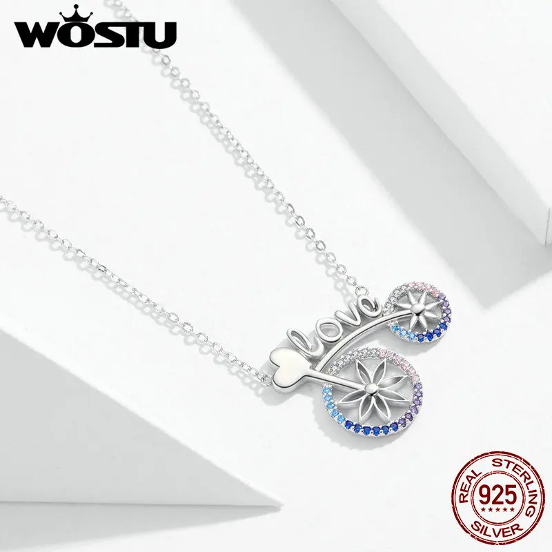 WOSTU 100% Стерлинговое Серебро 925 пробы красочные ожерелья с сердечками для
