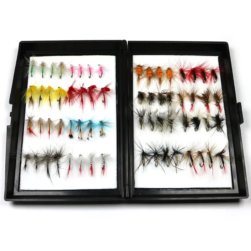 64 шт./компл. набор приманок для рыбной ловли нахлыстом с сухими влажными нимфами