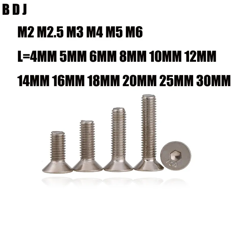 DIN7991 GB70.3 ISO10642 JISB1194 M2 M2.5 M3 M4 M5 M6 304 Нержавеющая сталь шестигранные винты с потайной