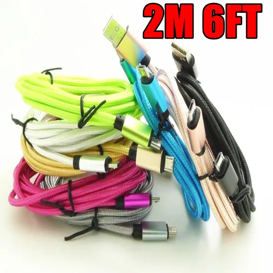 

200pcs/lot Durable 1m 2m 6Ft Micro V8 Aluminum Alloy Fabric Braided Usb charger for samsung s3 s4 s6 s7