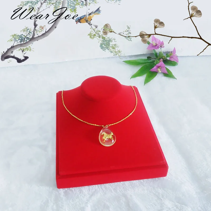 

Высший сорт красное бархатное ожерелье кулон дисплей манекен-бюст деревянный держатель ювелирные изделия цепь лоток для хранения горизонт...