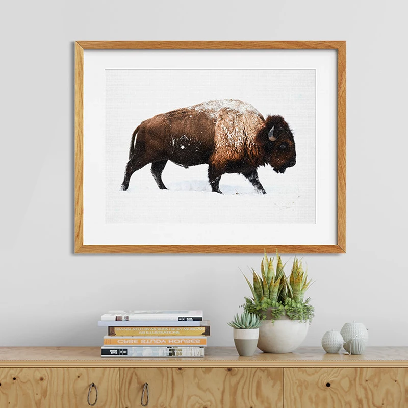 Настенный постер с изображением животных Bison в питомнике снежной зимы