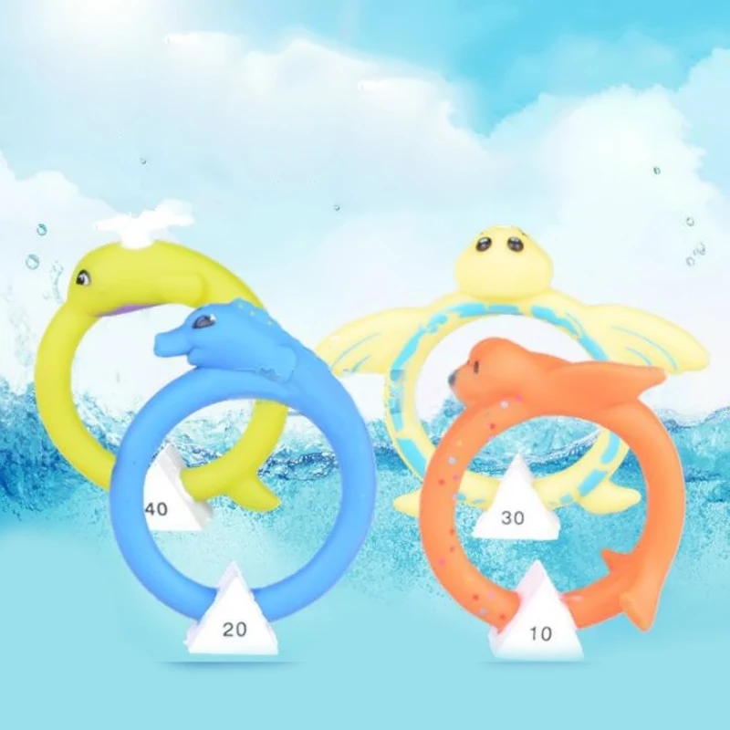 

4 Pcs/set Beach ToysThrowing Diving Ring Buoys Playing for Kids Outdoor Underwater Swimming Pool Equipment Accessories Hot Sale