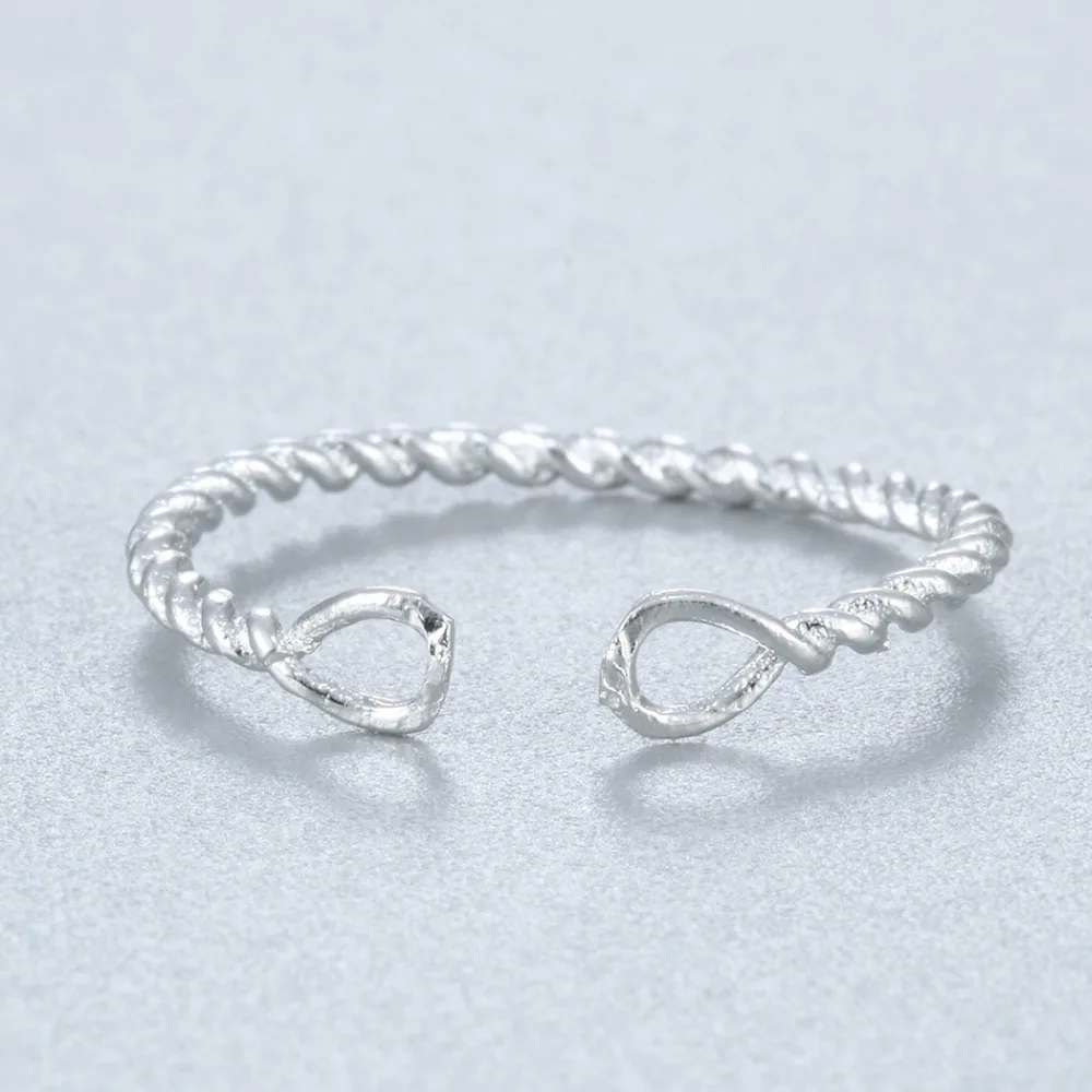 Kinitial 1 шт. Горячая 925 Серебро Твист Кольца для Для женщин свадебные круг узел