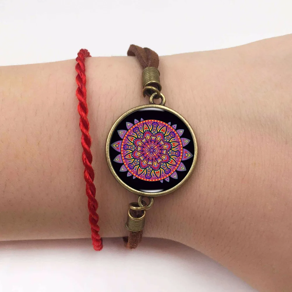 Чеширский браслет с цветочным логотипом мандалы для женщин и мужчин