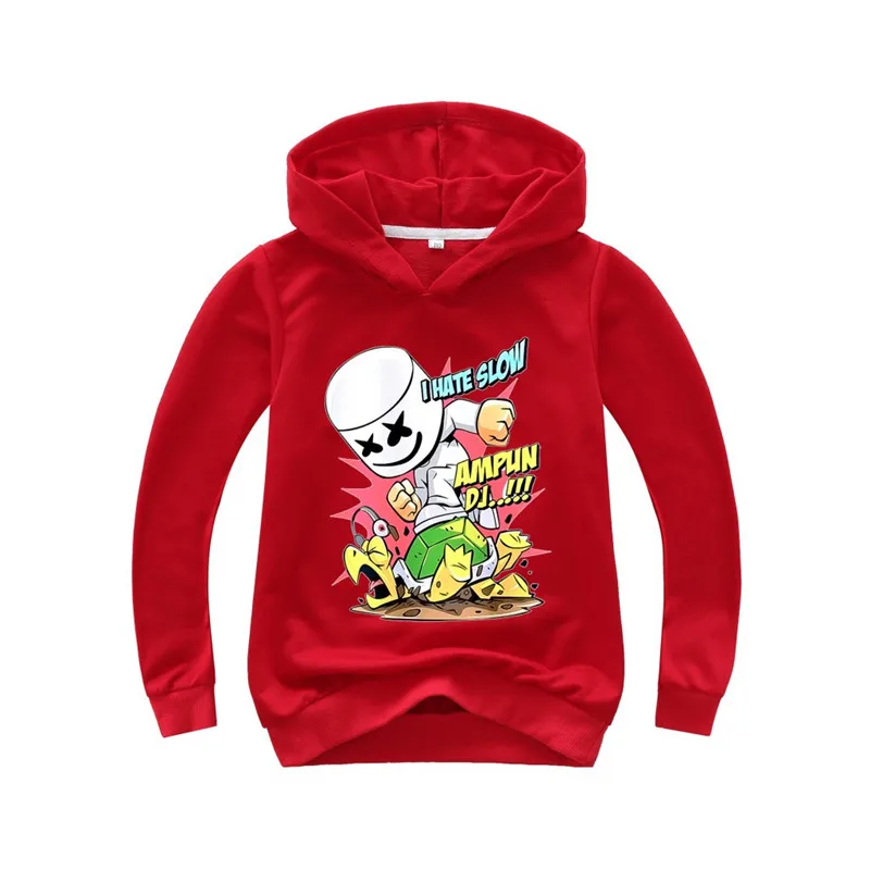Marshmello из хлопка для мальчиков и девочек толстовки с капюшоном костюм пуловером футболка длинными рукавами
