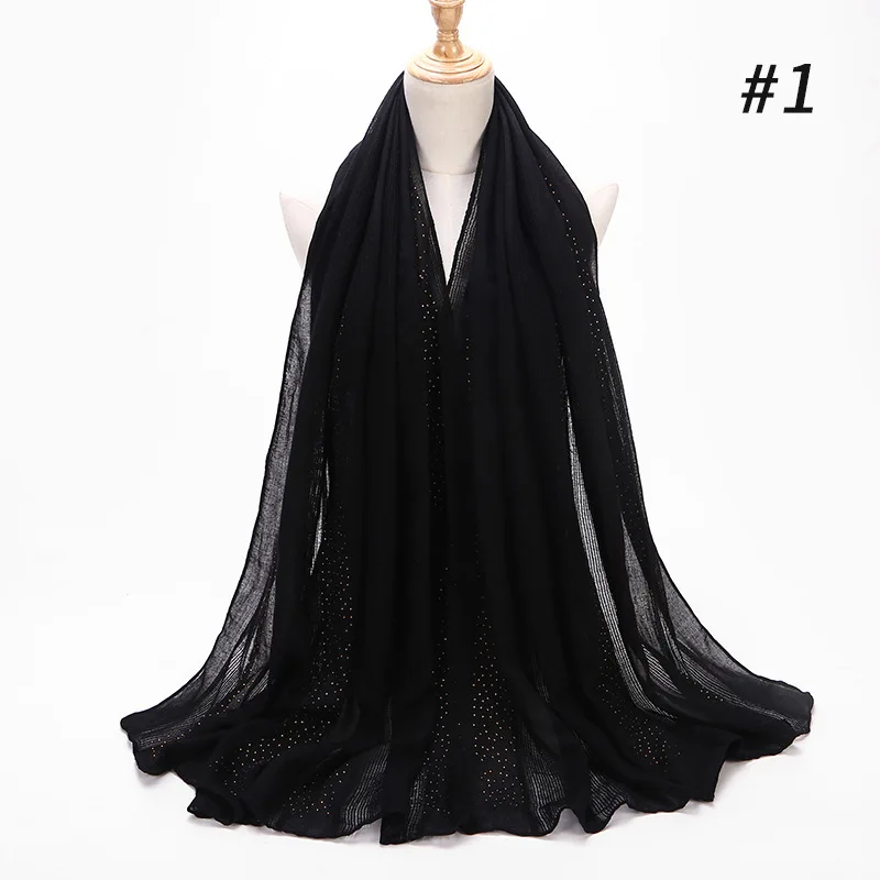 Хлопковый шарф в клетку хит продаж монохромный женский хиджаб тюрбан