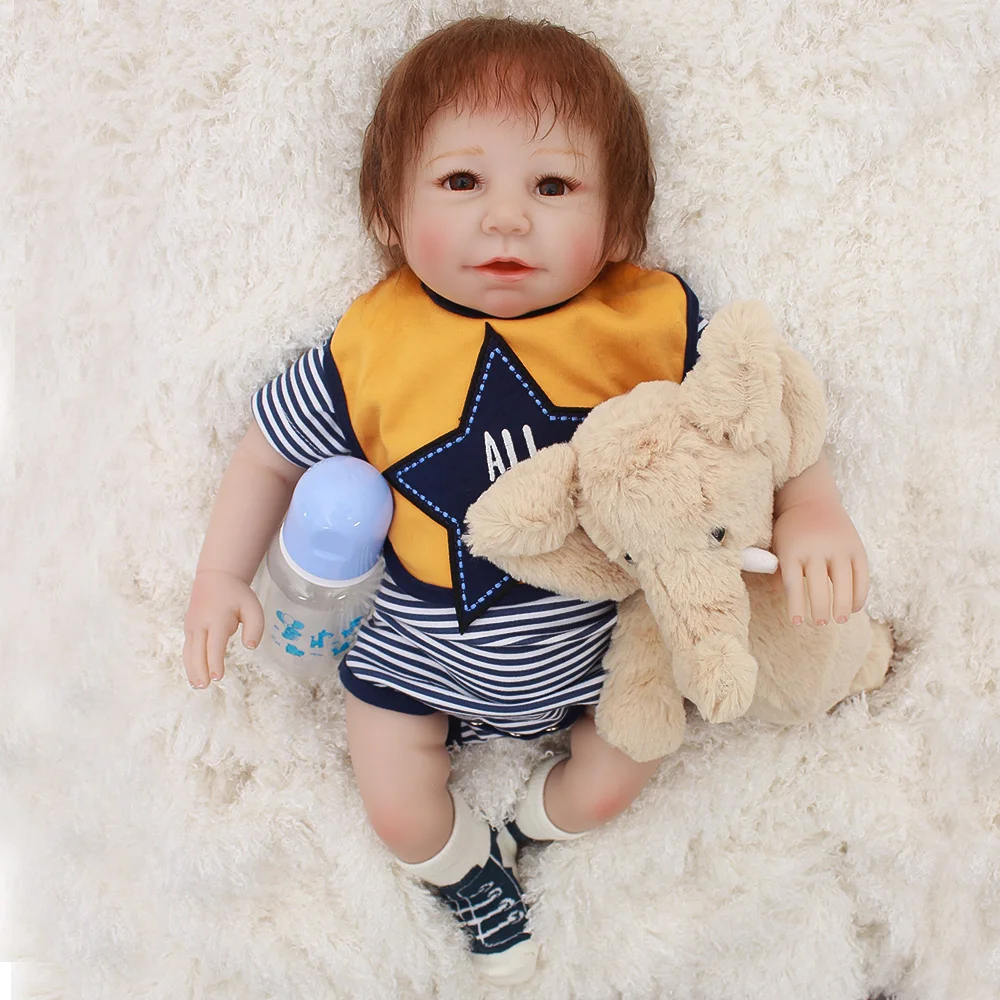 

19inch 46cm Silicone Reborn Dolls Lifelike Baby Doll Boys Newborn Fashion Doll Christmas Gift Bebes reborn menino bonecas