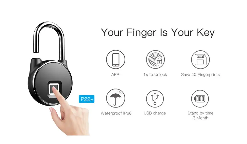 ONUS bluetooth перезаряжаемый смарт замок без ключа блокировка по отпечатку пальца IP66