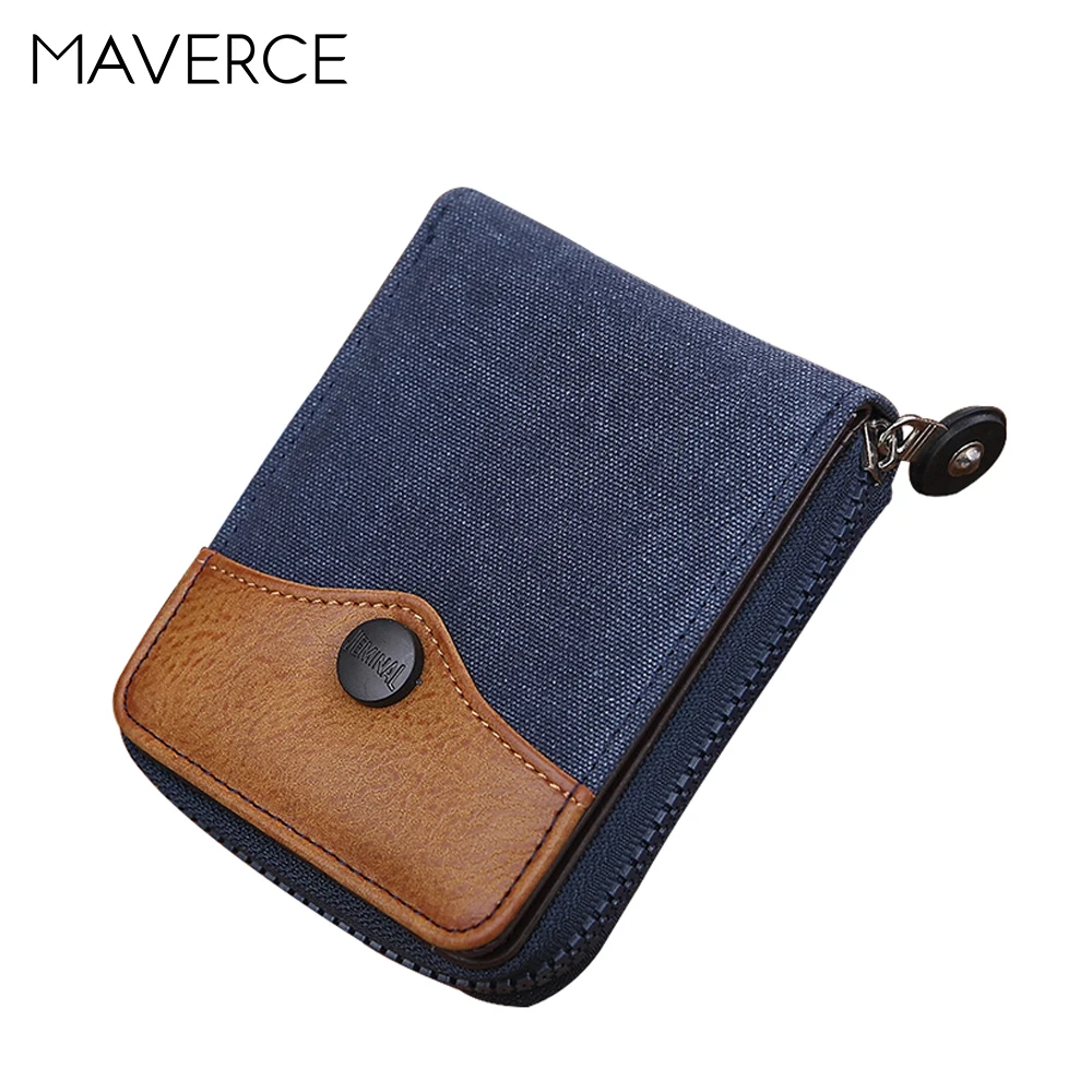 

5 Color canvas Casual Men's Wallets Male Purse Short Zipper Gentleman Wallet Fashion Small Compact and Lightweight Wallets