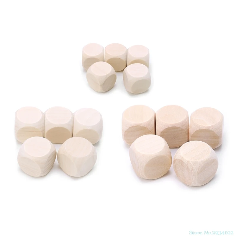 

New 5pcs/bag Blank Wood Dice Kid Printing Engraving Graffiti DIY Toys Family Party Games Drop Ship