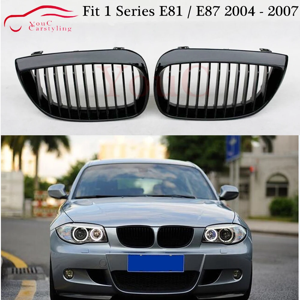 E81 E87 1 планка черный глянец передний бампер решетка для хэтчбеков BMW серий 2004 2007