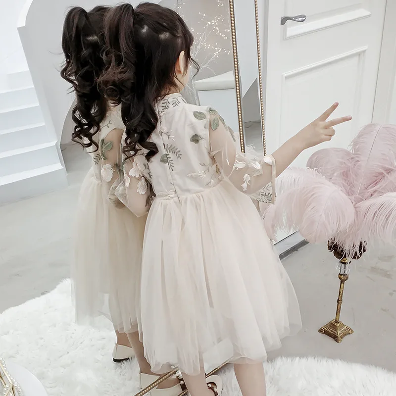 2019 Spring New Girls Dress Embroidery Chinese Style Kids Princess Dresses For Children Party 4-14 Years | Детская одежда и обувь