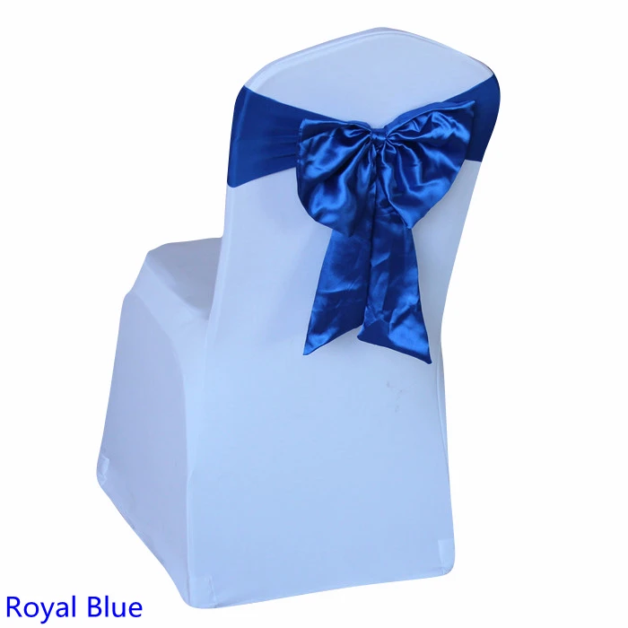 Королевский синий цвет створки стула Бабочка Стиль атласная лента из лайкры