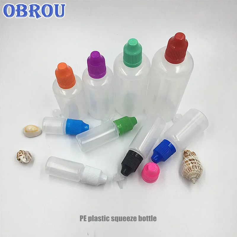 

Free shipping 2500pcs/lot mini size 10ml LDPE Empty Plastic Squeezable Dropper Bottles with long thin tip childproof caps