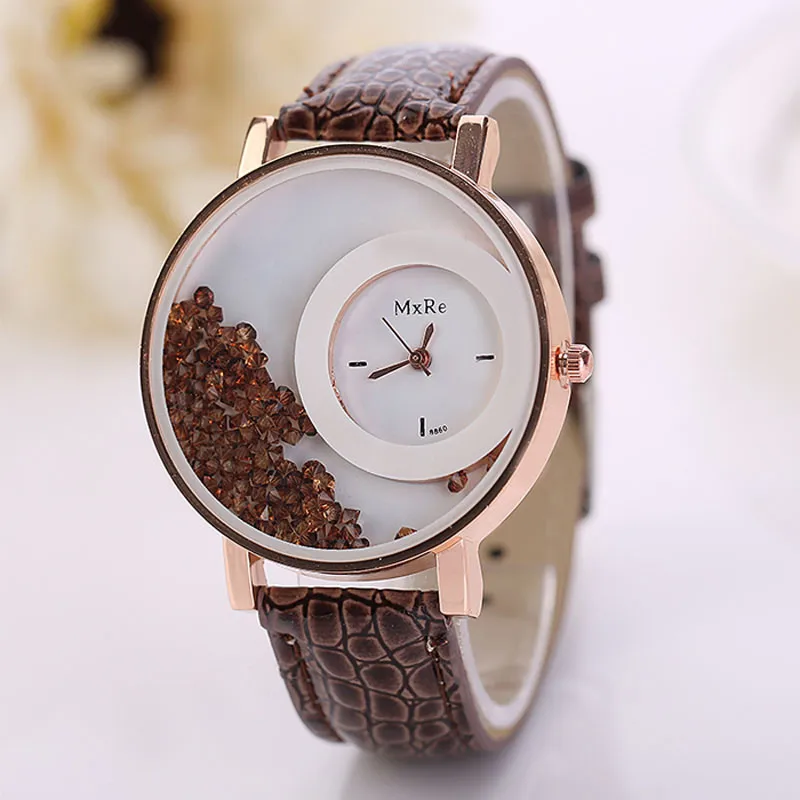 Relojes mujer 2018 Топ бренд класса люкс искусственная кожа быстро горный хрусталь часы