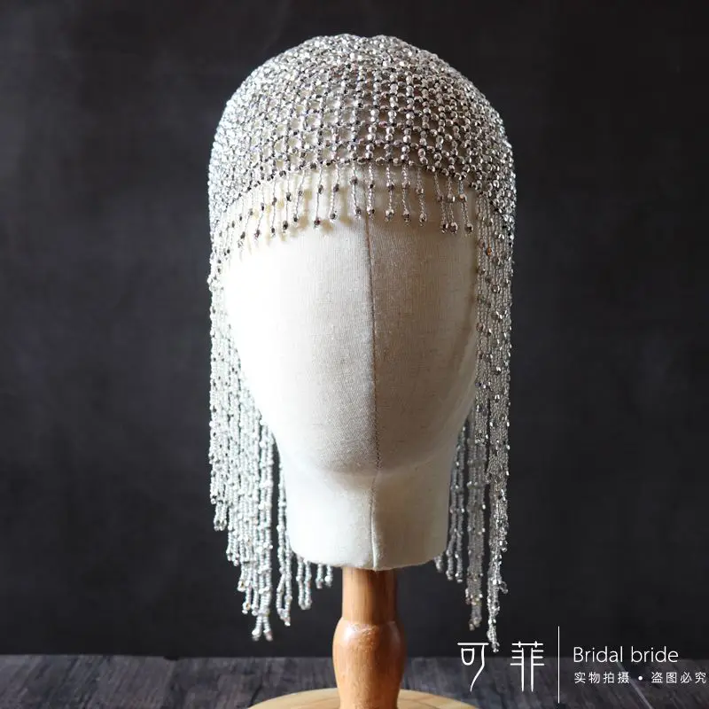 1920s Beaded Cap Headpiece Roaring 20s Flapper Belly Dance Exotic Cleopatra for Gatsby |