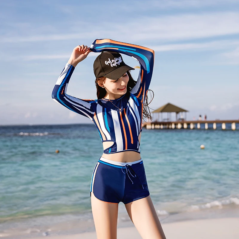2018 Новый tankini Набор с длинными рукавами женские Шорты Большие размеры печати