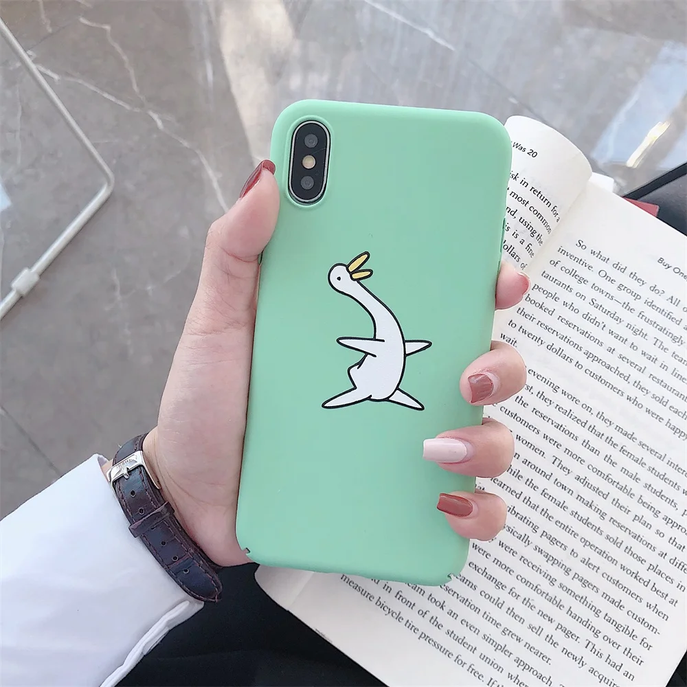 Простой жесткий чехол для iPhone 6 6S 7 8 Plus с милым гусиным узором Матовый