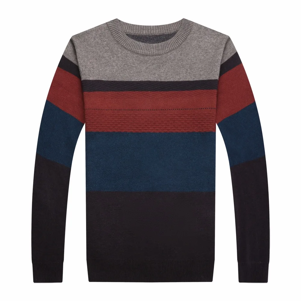 

QLM1817 Colorblock stripes fashion casual pullover knit sweater Autumn&Winter 2018 New high-quality thick warm sweater men M-3XL